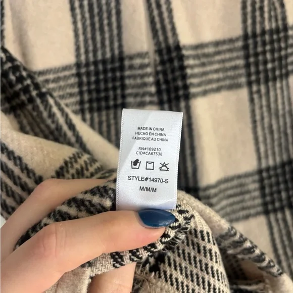 Windsor Plaid Mini Skirt | Beige Black Checkered | Size M - Picture 5 of 7